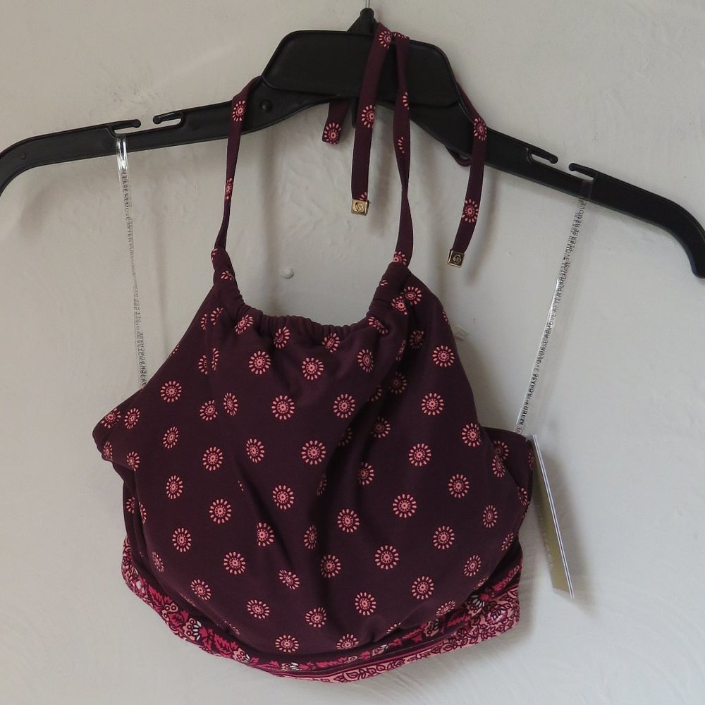 Micheal Michael Kors High Neck Bikini Top Sunny Batik Border XS NWT